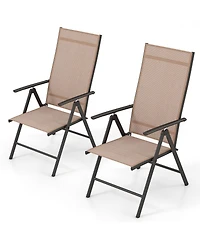 Gymax 4PCS Patio Folding Dining Chair w/ 7-Level Adjustable High Backrest for Garden