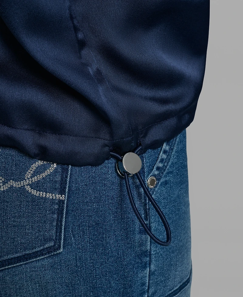 Karl Lagerfeld Paris Women's Short-Sleeve Floral Printed Camp Shirt