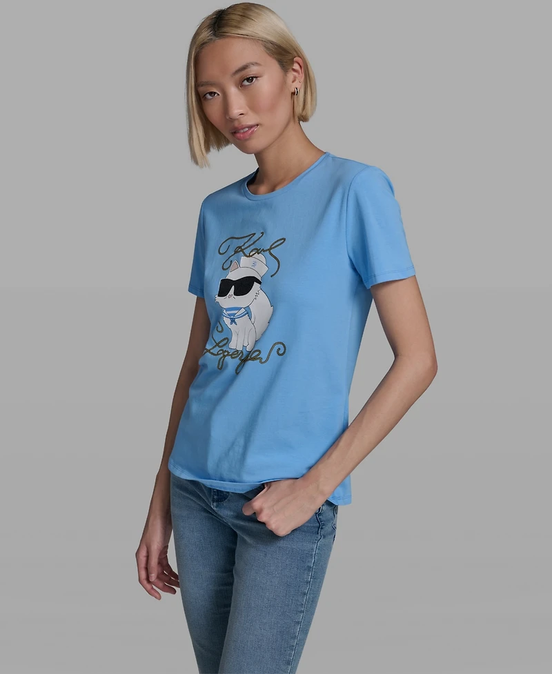 Karl Lagerfeld Paris Women's Short-Sleeve Crewneck T-Shirt