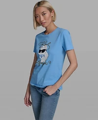 Karl Lagerfeld Paris Women's Short-Sleeve Crewneck T-Shirt