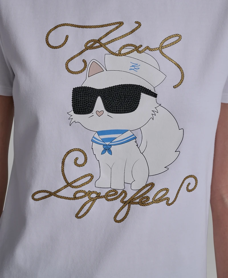 Karl Lagerfeld Paris Women's Short-Sleeve Crewneck T-Shirt