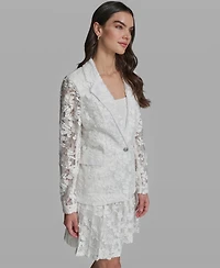 Karl Lagerfeld Paris Women's Long-Sleeve Collared Laced Blazer