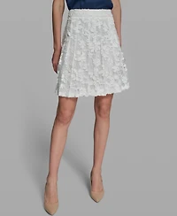 Karl Lagerfeld Paris Women's Laced Pleated Midi Skirt