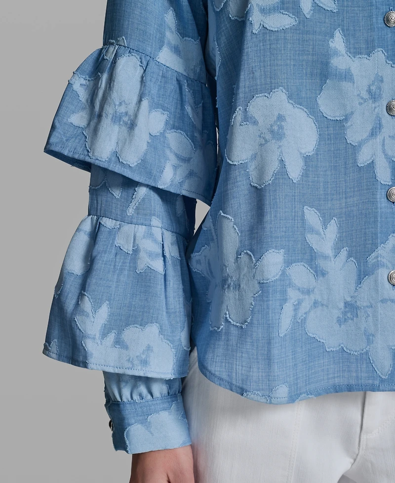 Karl Lagerfeld Paris Women's Long-Sleeve Mock Neck Shirt