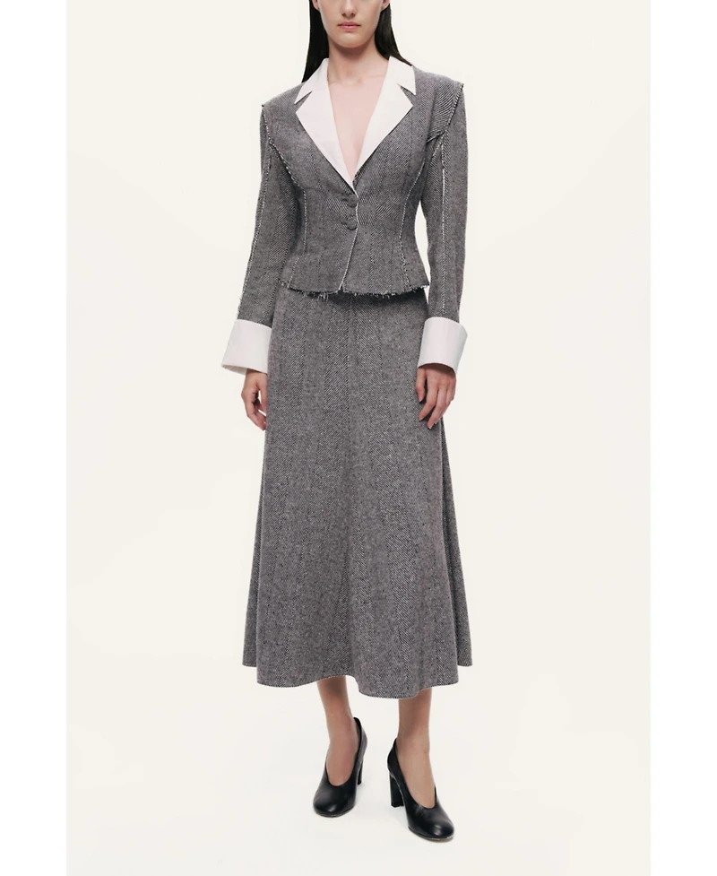 Nocturne Women's Contrast Lapel Tailored Textured Jacket