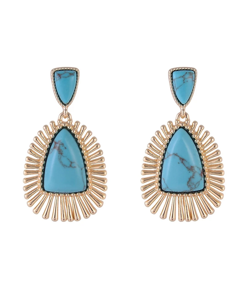 Rachel Rachel Roy Gold Tone and Turquoise Drop Earrings