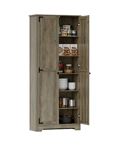 Homcom 72" Farmhouse Pantry Cabinet, Tall Storage Cabinet, Distressed