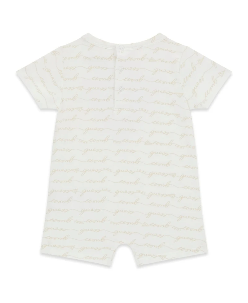 Guess Baby Boys' Stretch Jersey All-Over Script Logo Print Romper