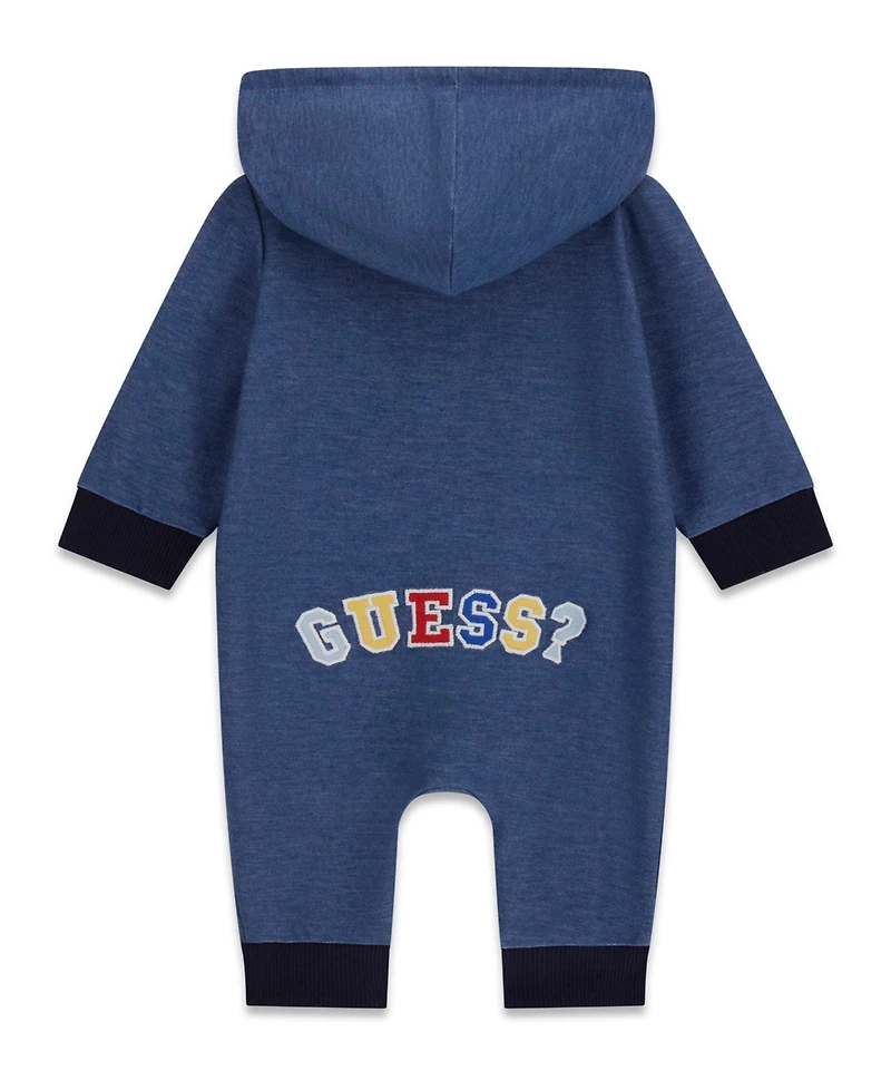Guess Baby Boys' Knit Denim Hooded Coverall