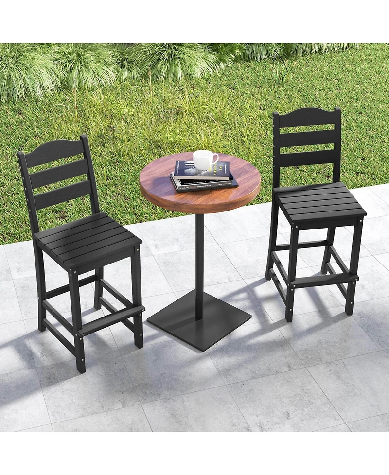 Costway Outdoor 4pcs Hdpe Bar Stool Patio Tall Chair Backrest Footrest All Weather