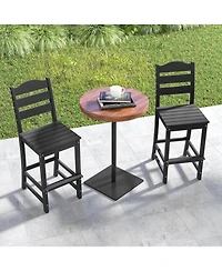 Costway Outdoor 4pcs Hdpe Bar Stool Patio Tall Chair Backrest Footrest All Weather