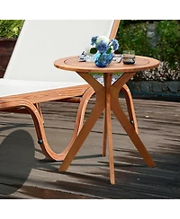 Costway 27'' Outdoor Round Table Solid Wood Coffee Side Bistro Table