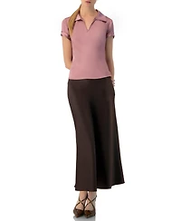 Ivonne Women's Solid Satin Midi Skirt