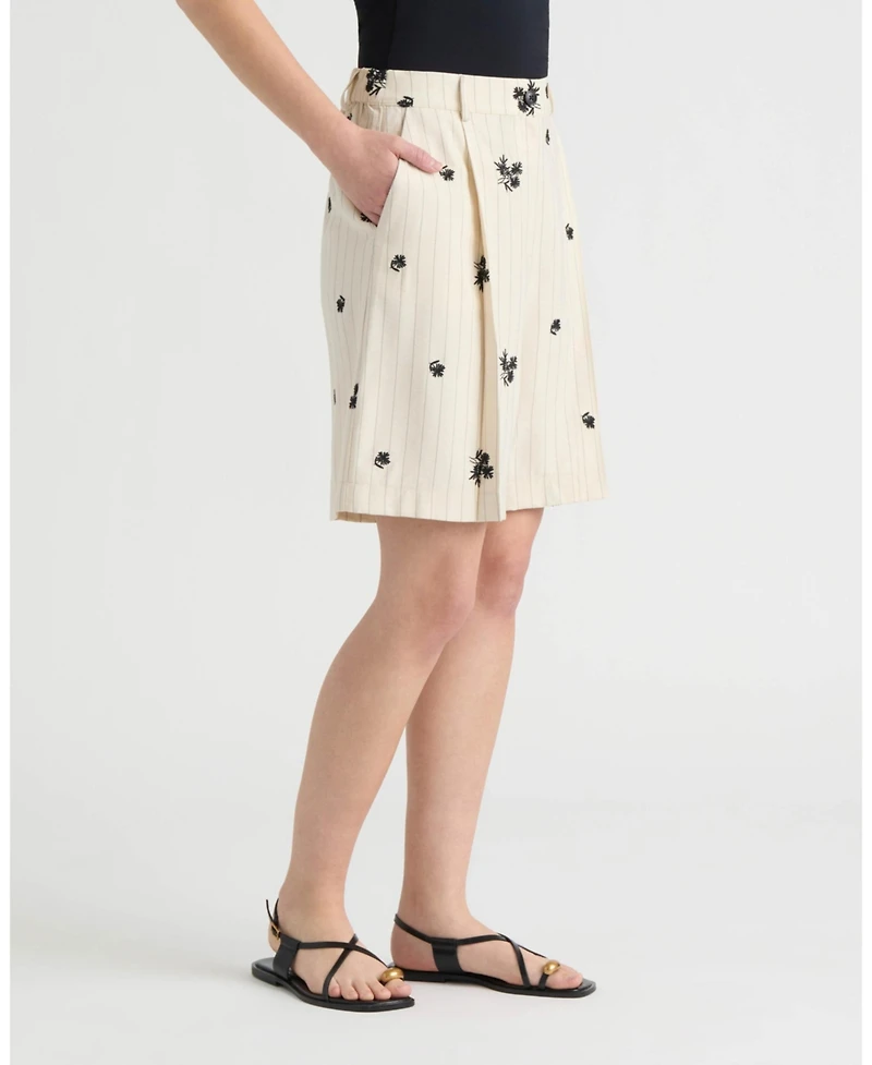 Nvlt Women's Embroidered Stripe Bermuda Short