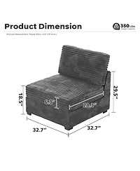 Xizzi Modular Sectional Sofa Middle Seat Module, 32.7" for Diy Combination L U V Shaped, Plush Corduroy Loveseat Chair Living Room