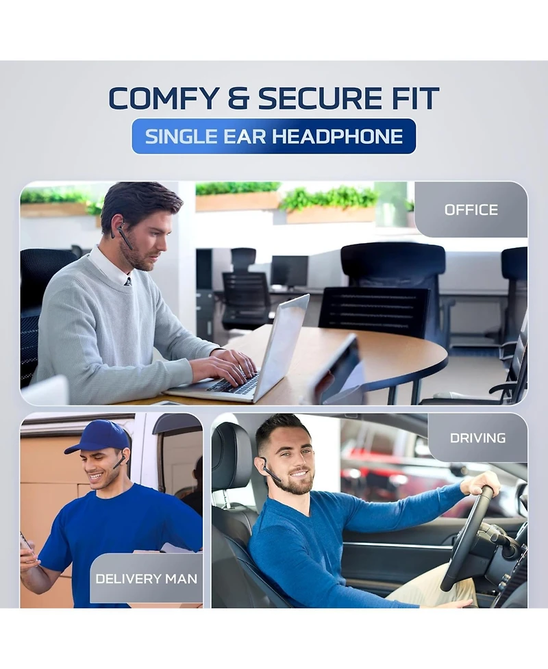 Philips Wireless Bluetooth Headset with Noise-Cancelling Microphone and Charging Case