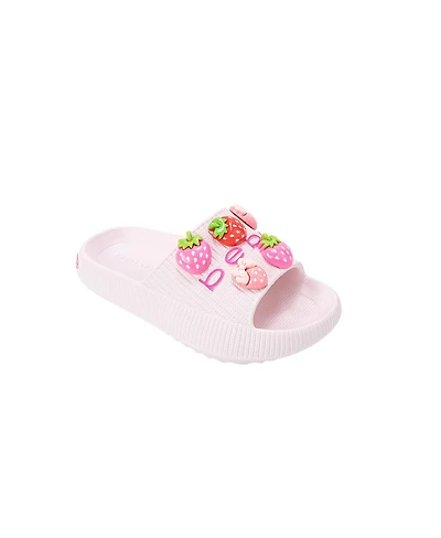 Bebe Little Girls Girls Eva Slide – Lightweight Comfy Slide Sandals with Strawberry Charms