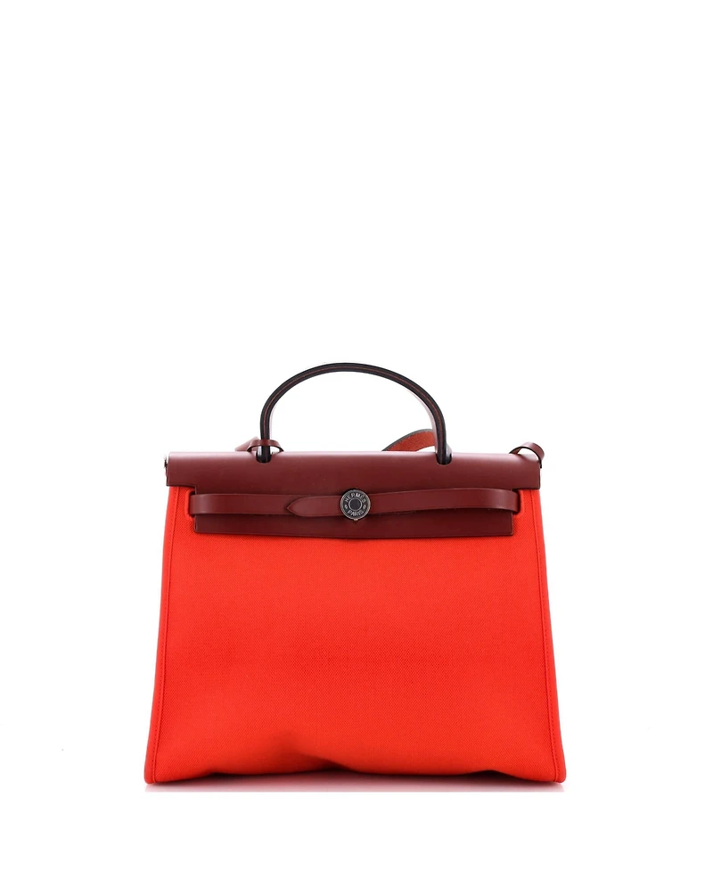 Pre-Owned HERMES 31 Herbag Zip Leather and Toile