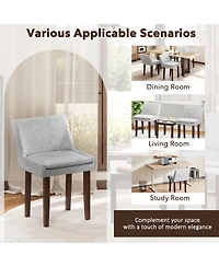 Gymax Modern Dining Chair Set of 4 w/ Mid Back and Cushioned Seat Solid Wood Legs