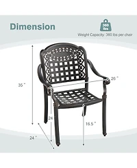 Gymax 2 Pieces Cast aluminum patio chair bistro dining chair outdoor cast aluminum chair