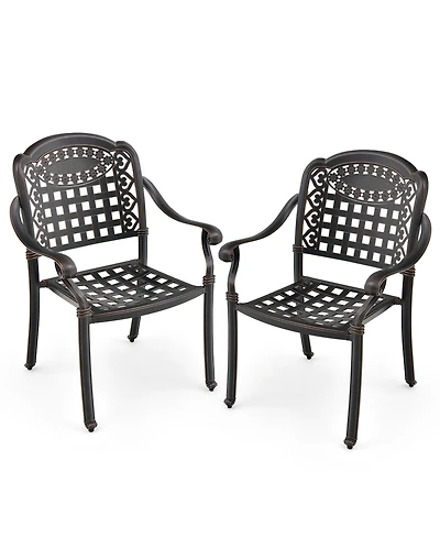 Gymax 2 Pieces Cast aluminum patio chair bistro dining chair outdoor cast aluminum chair