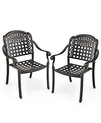 Gymax 2 Pieces Cast aluminum patio chair bistro dining chair outdoor cast aluminum chair