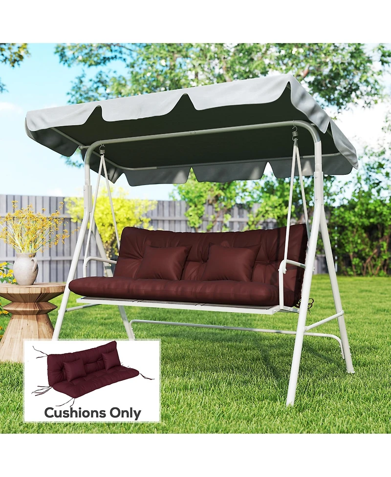 Outsunny Indoor Outdoor Chair Cushions with Back, Pillows