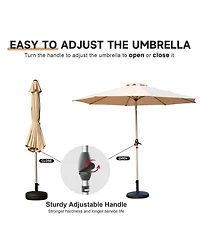 Clihome 9FT Patio Umbrella, Outdoor Market Umbrella with Push Button Tilt and Crank