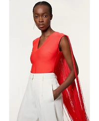 Karen Millen Women's Bandage Knit Long Tassel Cape Top