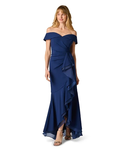 Adrianna Papell Women's Off-The-Shoulder Midi Gown