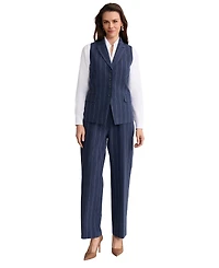Jones New York Petite Double Pinstripe Peak Lapel Collar Vest