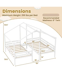 Gymax Bed Frames for Kids with Built-in Table & Usb Port Guardrails