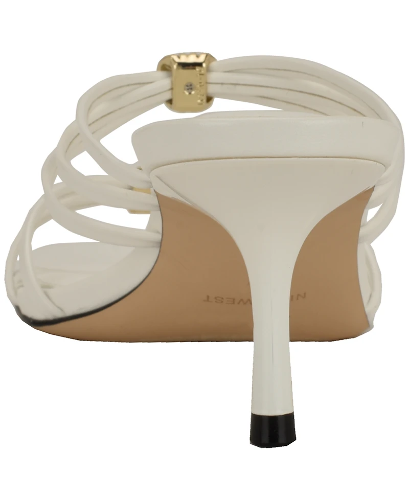 Nine West Women's Grece Strappy Slip-On Kitten Heel Dress Sandals