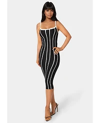 Bebe Women's Stripe Knit Bodycon Midi Dress