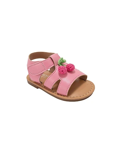 Bebe Little Girls Girl's Fashion Sandals – Dressy Shoes with Crochet Fruit Details