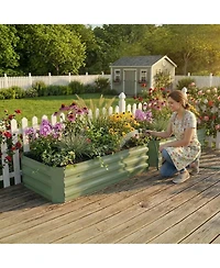 Aoodor Outdoor Raised Garden Bed Galvanized Steel Planter Box