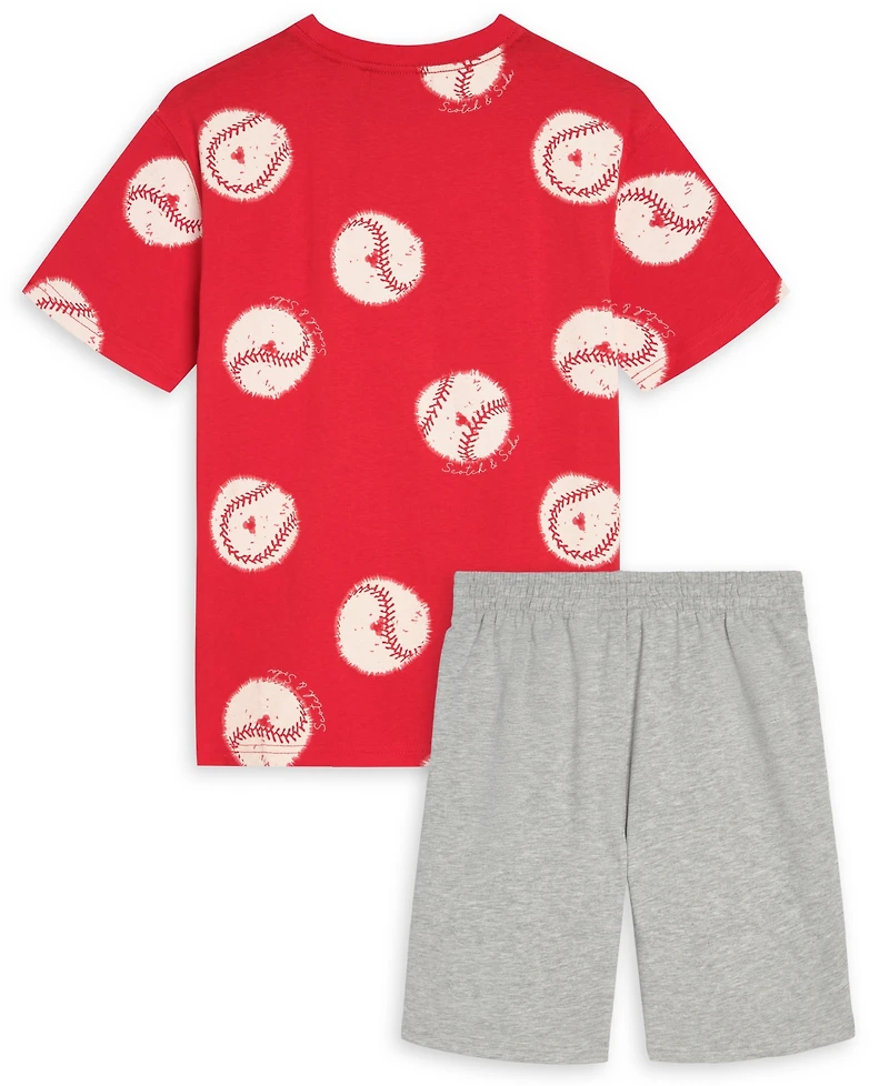 Scotch & Soda Boys' 8-16 Crewneck T-Shirt and Shorts, 2-Piece Set