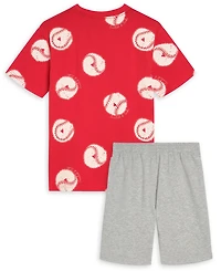 Scotch & Soda Boys' 8-16 Crewneck T-Shirt and Shorts, 2-Piece Set