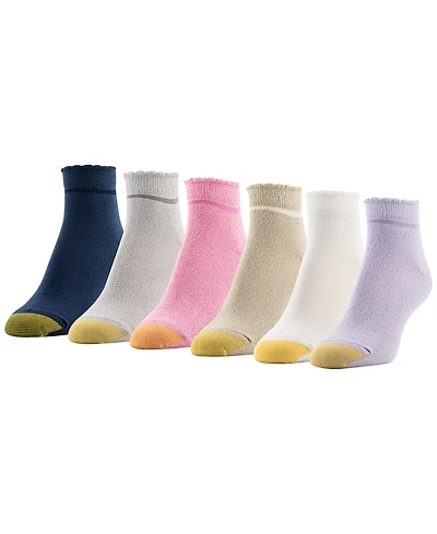 Gold Toe Women's Scalloped Edge Quarter Socks, 6-Pack