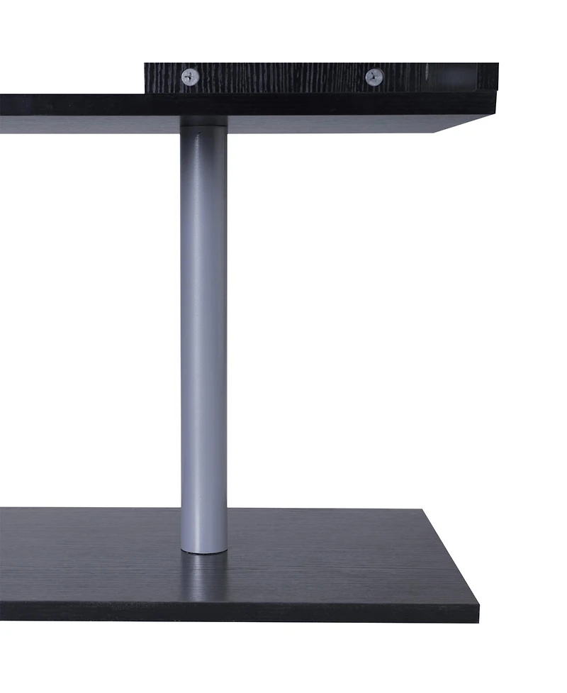 Homcom Rotating Corner Table Shelf Combo L-Shaped I-Shape Home Office, Black