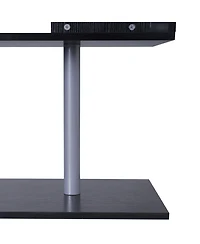 Homcom Rotating Corner Table Shelf Combo L-Shaped I-Shape Home Office, Black