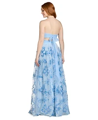 Morgan & Company Juniors' Strapless Butterfly Soutache Ball-Gown