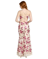 Morgan & Company Juniors' Floral Beaded Long Gown