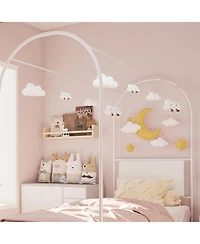 gaomon Canopy Bed Frame with Upholstered Headboard, Metal Platform Bed Frame with Strong Slats Support & Underbed Storage Space