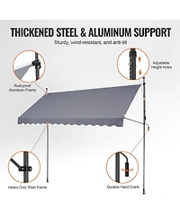 Mecale 157 x 47" Retractable Patio Awning Sunshade Shelter with Crank Handle