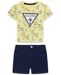 Guess Baby Boys' Short-Sleeve T-Shirt and Knit Denim Shorts Set, 2-Piece Set
