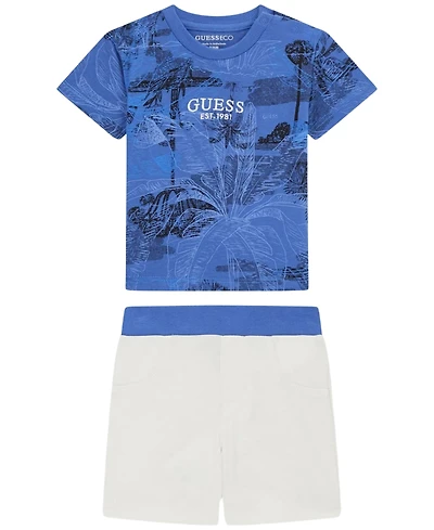Guess Baby Boys' Short-Sleeve T-Shirt and Jersey Shorts, 2-Piece Set