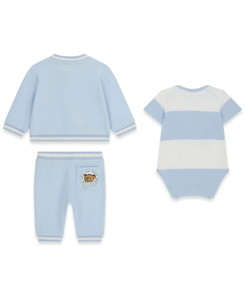 Guess Baby Boys' Bodysuit, Bomber Jacket, and Pants, 3-Piece Set