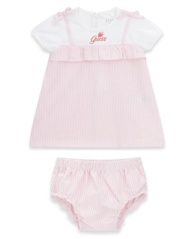 Guess Baby Girls' Mixed Fabric Dress and Matching Bloomer