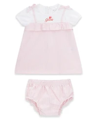 Guess Baby Girls' Mixed Fabric Dress and Matching Bloomer
